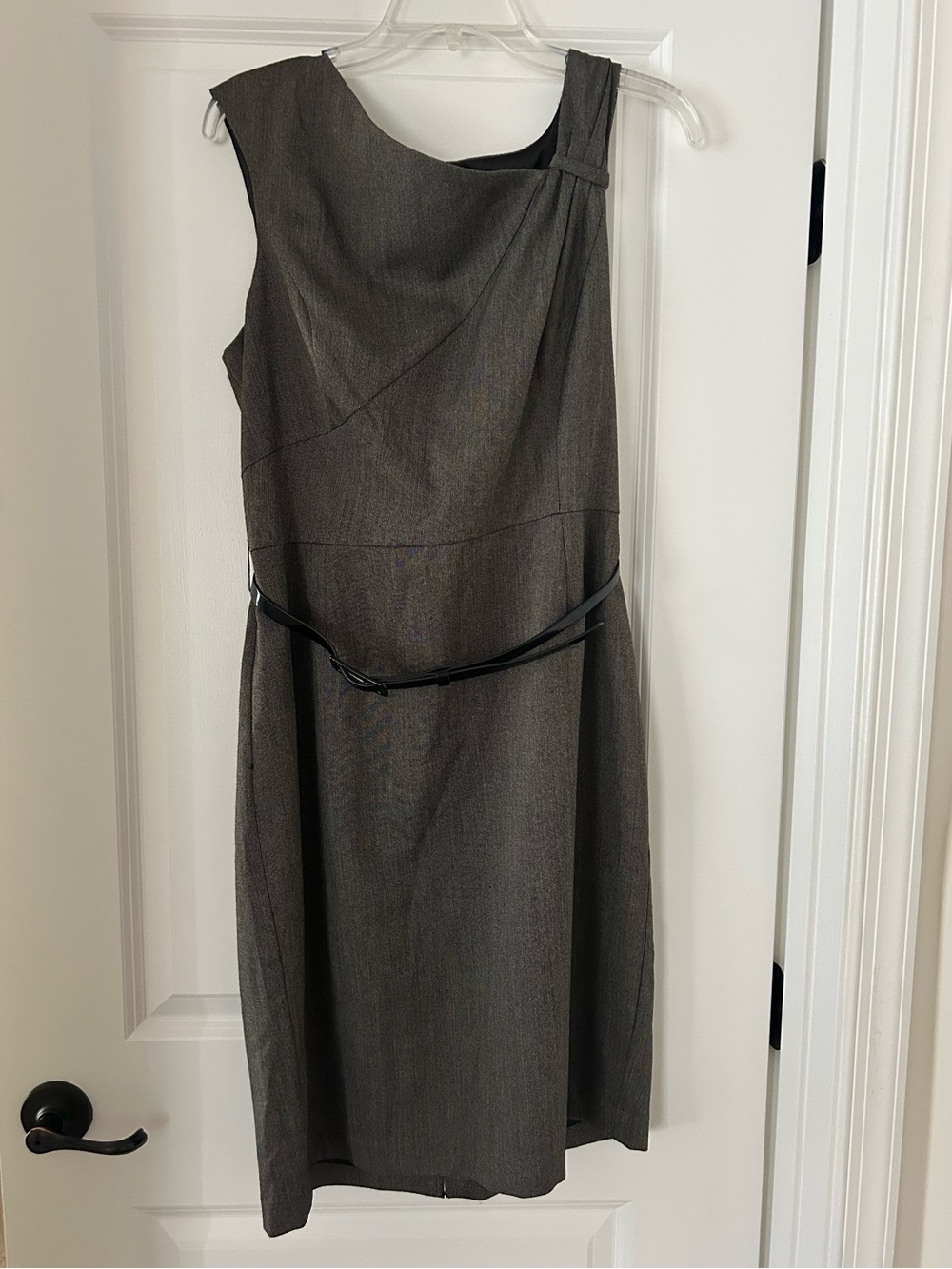 White House Black Market One-Shoulder Gray Sheath Dress
